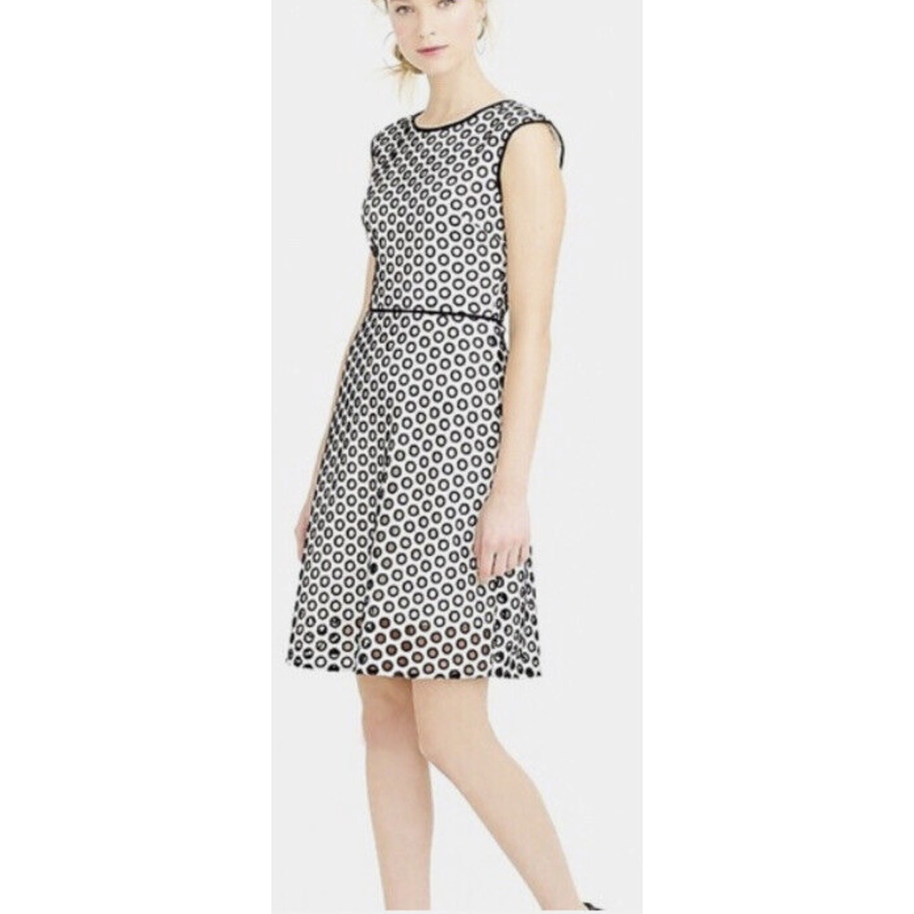 J‎ Crew Women's Dress  Punched-Out Eyelet Sheath Black & White sz  10